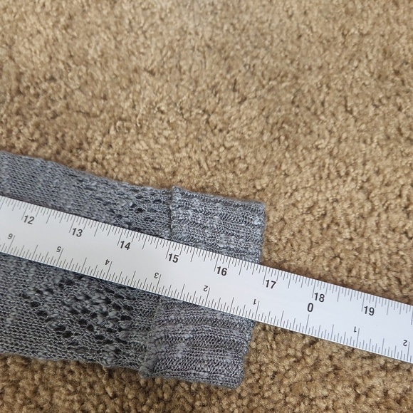 Knox Rose Womens Size L Boho Open Knit Tunic Top gray Split sides trim - Picture 8 of 10